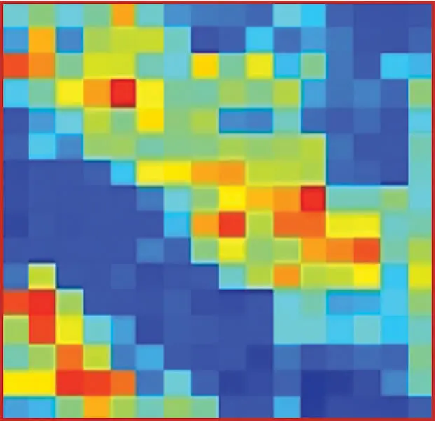 Die entsprechende LIBS-Elementverteilungskarte für Fe zeigt eine ausgezeichnete Korrelation mit der XFM-Karte.